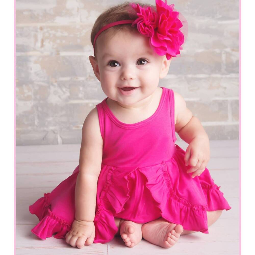 NEW LEMON LOVES LAYETTE baby girls' calla dress in hot pink